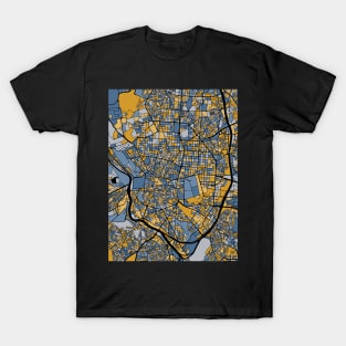 Madrid Map Pattern in Blue & Gold T-Shirt